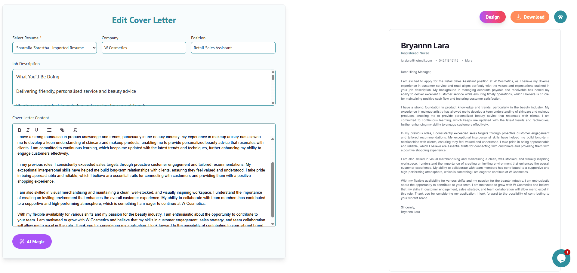 AI Cover Letter Generator